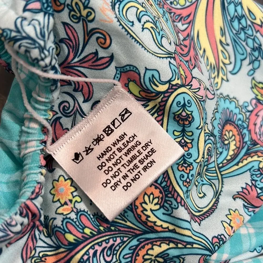 VDM The Label Light Blue Floral and‎ Paisley Print Bikini Reversible Bottoms L